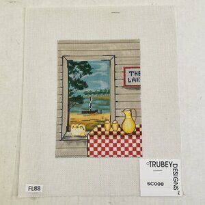 Hand Painted Needlepoint Canvas The Lake by Trubey Designs